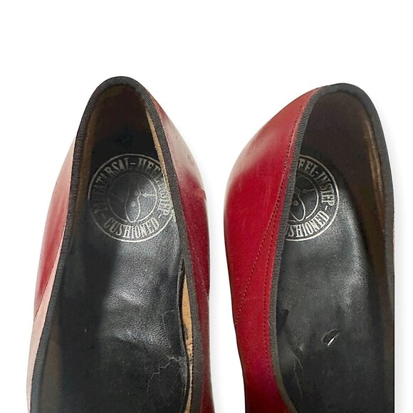 Vintage 1940s Red Leather Oxford Heels Arch-Heel Cushioned Insole 7.5 - Picture 8 of 15